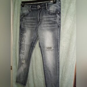 AMIRI Men's Black and Gray Skinny Jeans